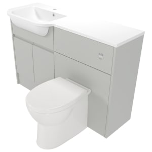 Deccado Clifton Whisper Grey Left Hand 1200mm Fitted Vanity & Toilet Pan Unit Combination with Left Hand Basin Price Comparisons | Compare The Build