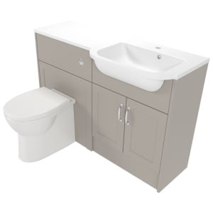 Deccado Padworth Soft Suede Right Hand 1200mm Fitted Vanity & Toilet Pan Unit Combination with Right Hand Basin Price Comparisons | Compare The Build