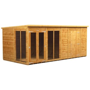 Power Sheds 16 x 8ft Pent Shiplap Dip Treated Summerhouse - Including 6ft Side Store Price Comparisons | Compare The Build