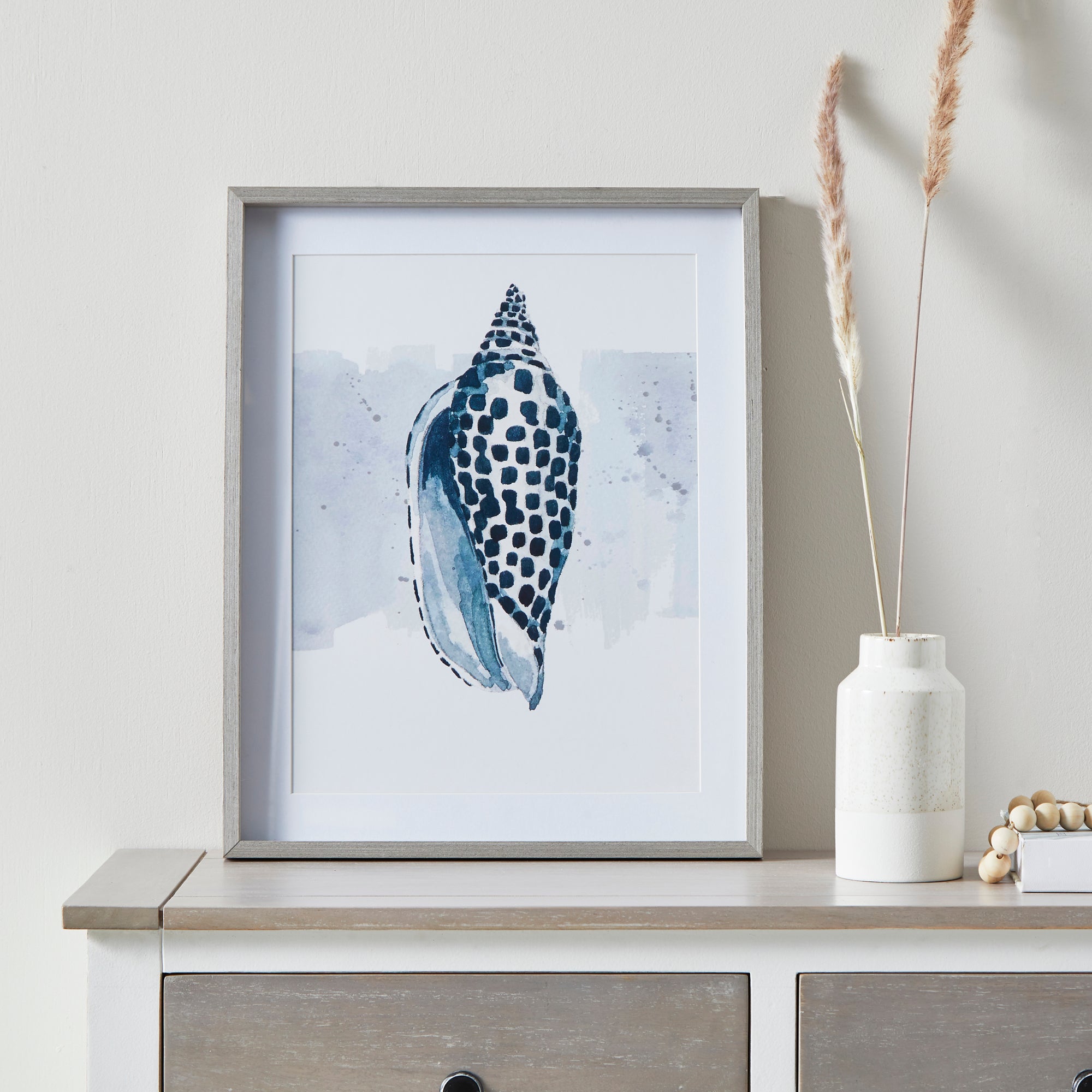 Shell Framed Print White/Blue Price Comparisons | Compare The Build