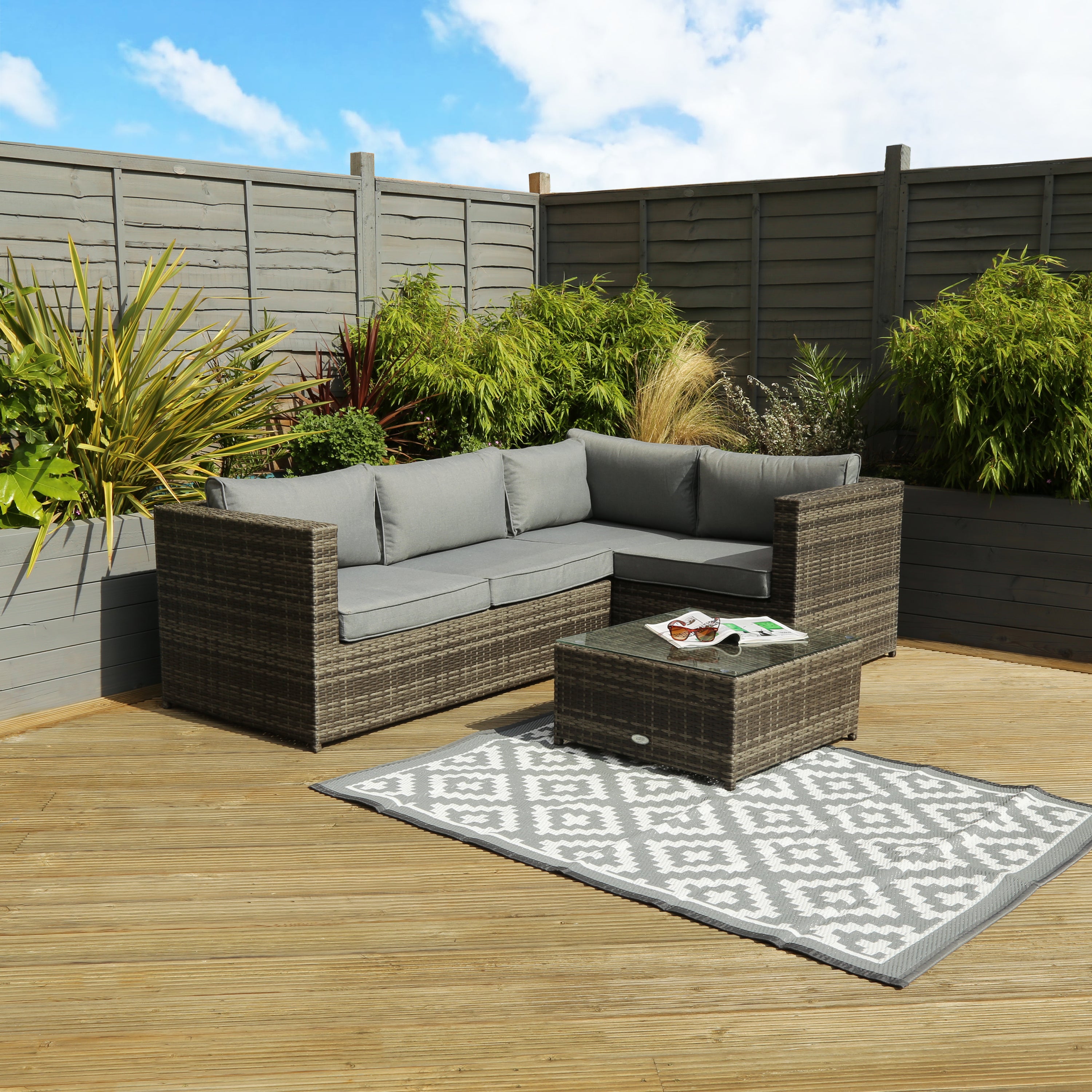 Rattan Grey Corner Sofa and Coffee Table Grey | Compare The Build