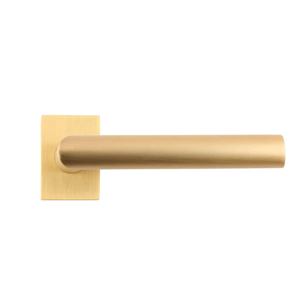 Deanta Ares Lever on Square Rose Door Handle - Satin Brass DHASHNDRSB | Compare The Build