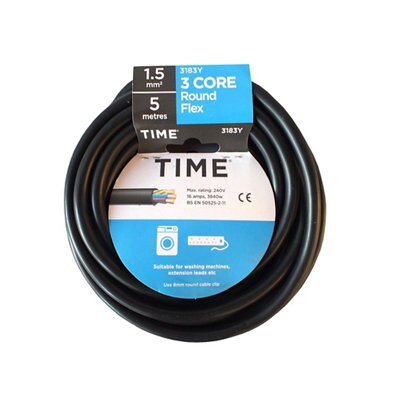 Time 3183Y Black 3 Core Cable 1.5mm² X 5M Price Comparisons | Compare The Build