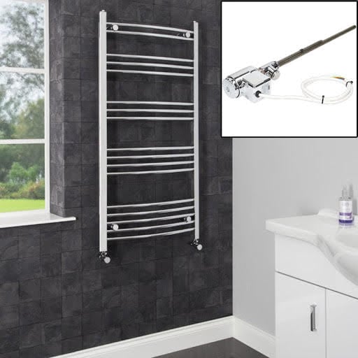 DuraTherm Dual Fuel Heated Towel Rail 1200 x 600mm Curved Thermostatic Price Comparisons | Compare The Build