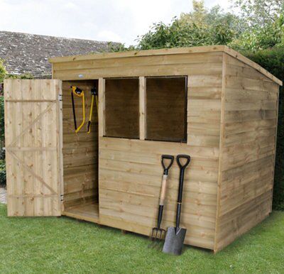Forest Garden 8X6 Pent Pressure Treated Overlap Wooden Shed With Floor (Base Included) Price Comparisons | Compare The Build