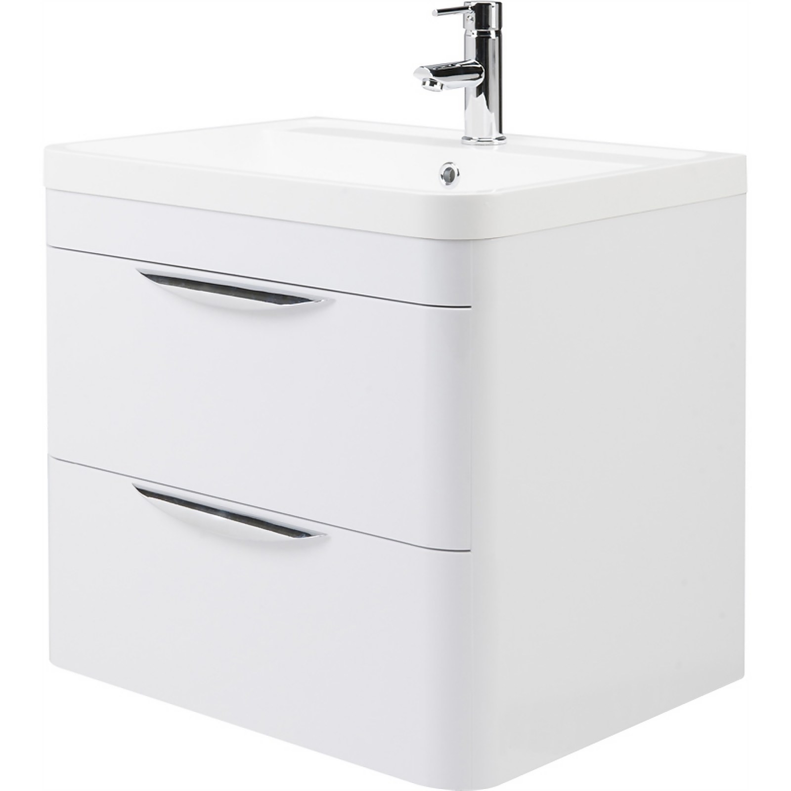 Balterley Wave 600mm Wall Hung 2 Drawer Vanity and Basin - Gloss White Price Comparisons | Compare The Build