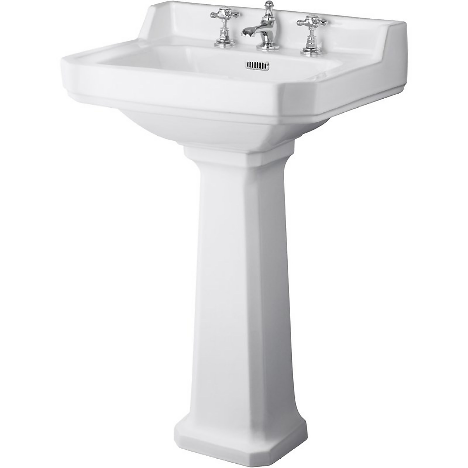 Balterley Harrington 3 Tap Hole Basin and Pedestal - 560mm Price Comparisons | Compare The Build