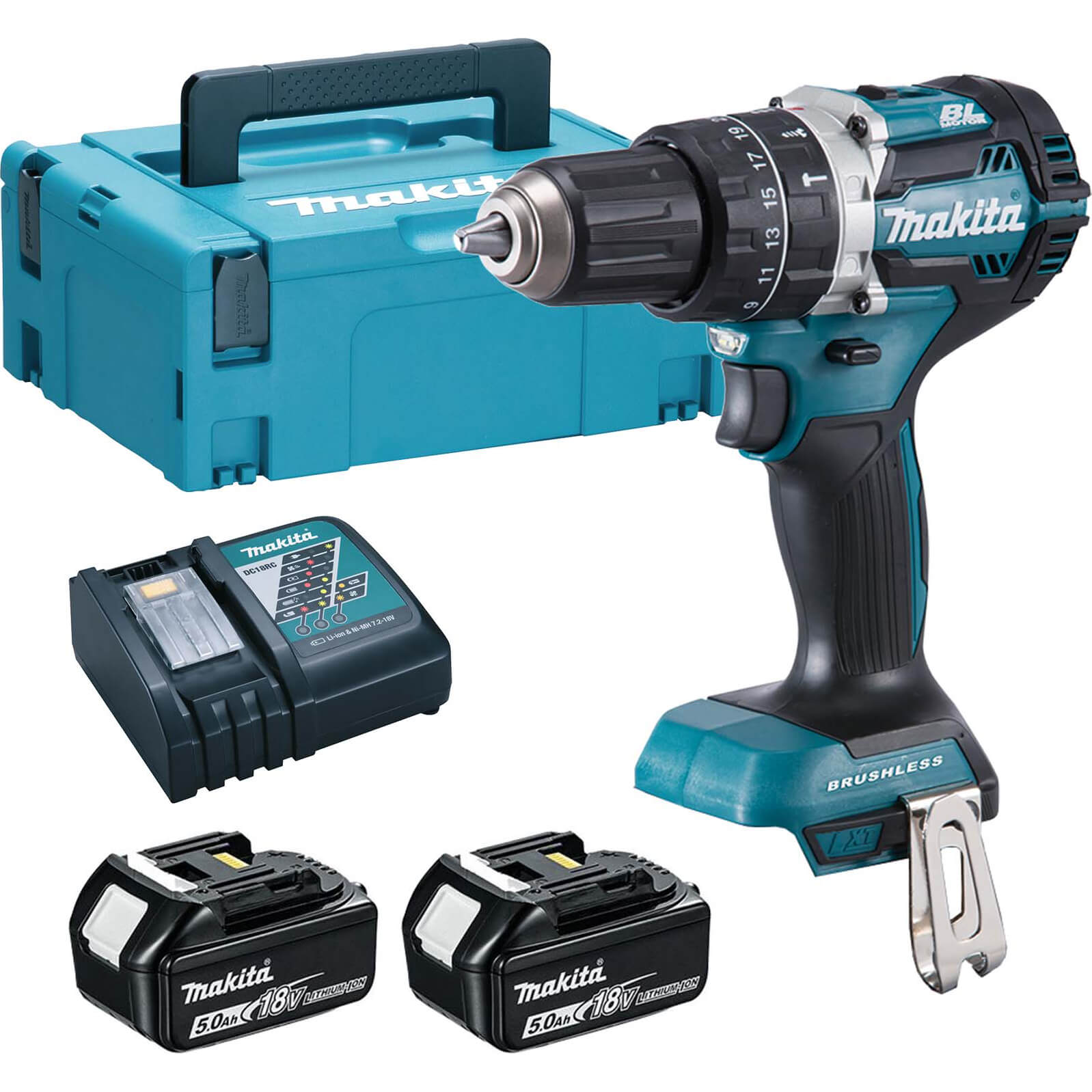 Makita DHP484 18v LXT Cordless Brushless Combi Drill 2 x 5ah Li-ion Charger Case | Compare The Build