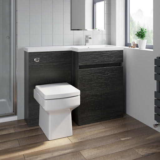 Artis Flat Pack Basin Vanity Unit & Royan Toilet Combination - 1100mm Charcoal Grey Right Hand Price Comparisons | Compare The Build