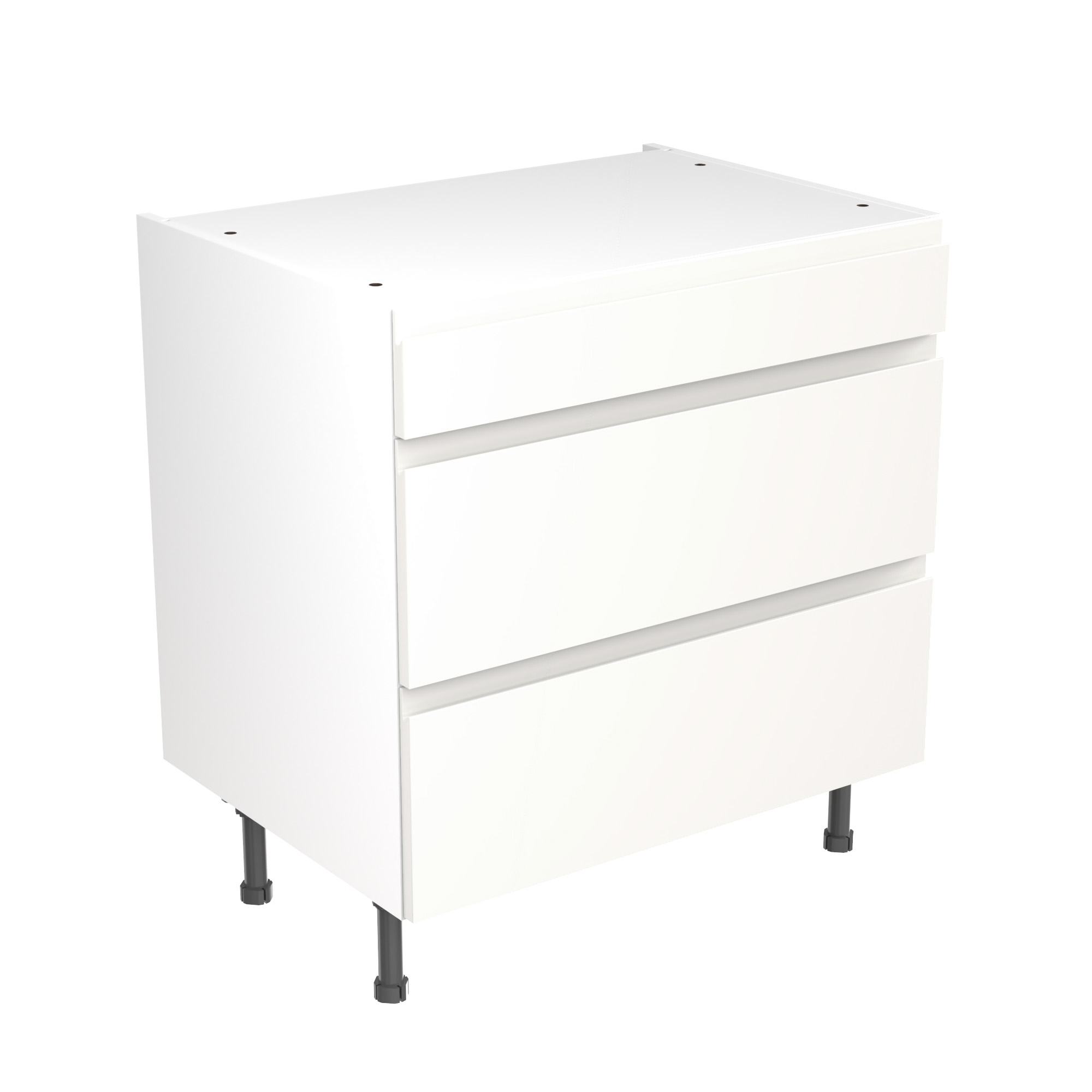 Flatpack Three Drawer Base Unit J-pull Super Gloss White 800mm - FKKJ0007 | Compare The Build