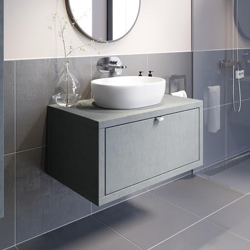 Vitusso Concrete Wall Hung Vanity Unit & St Tropez Gloss White Countertop Basin - 800mm Price Comparisons | Compare The Build