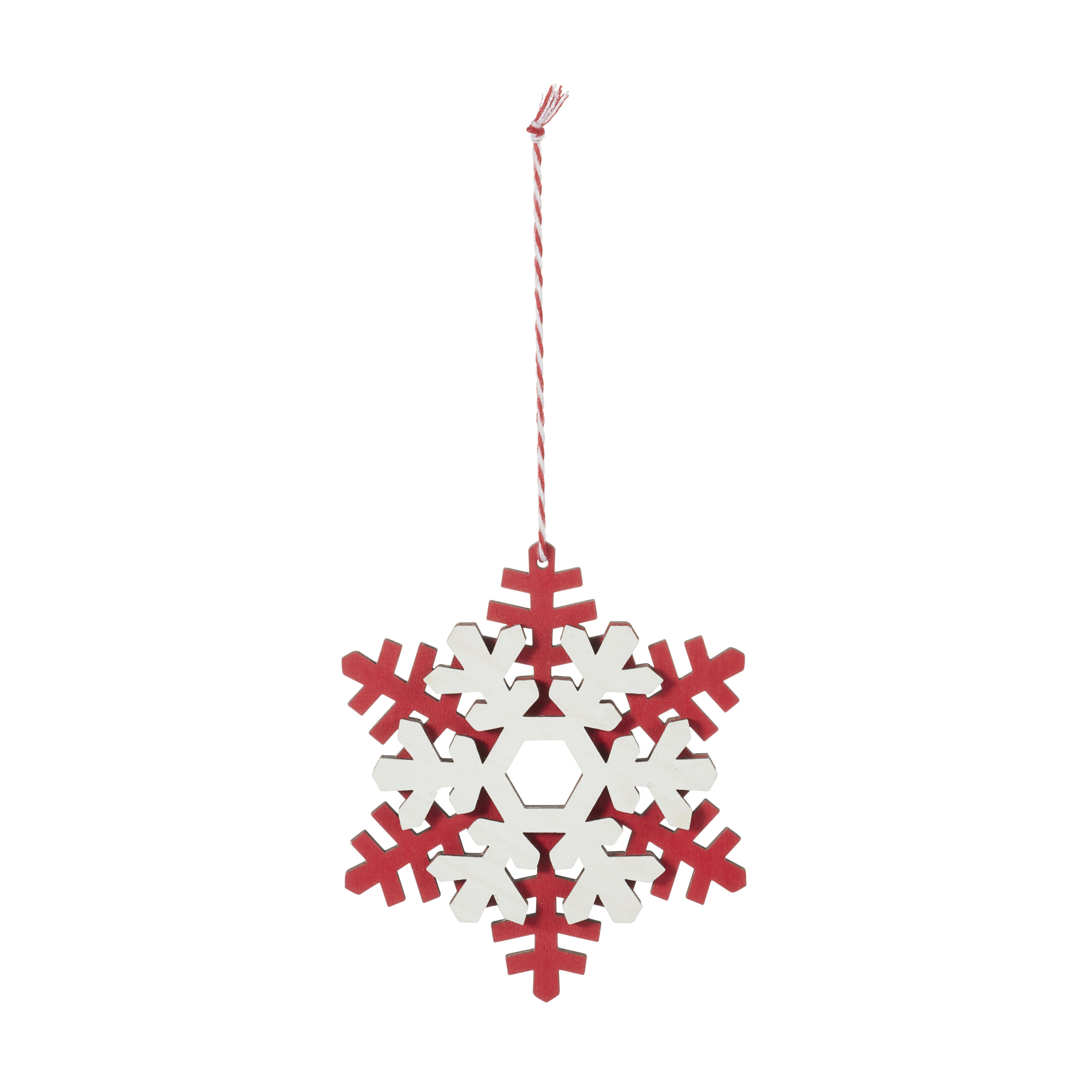 Red & White Wood Snowflake Hanging Ornament Price Comparisons | Compare The Build