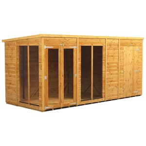 Power Sheds 14 x 6ft Pent Shiplap Dip Treated Summerhouse - Including 4ft Side Store | Compare The Build