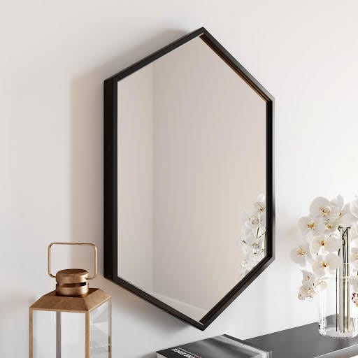 Vasari Hexagonal Black Framed Bathroom Mirror 750 x 500mm Price Comparisons | Compare The Build