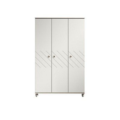 Hektor White Elm Effect 3 Door Triple Wardrobe (H)1930mm (W)1200mm (D)520mm Price Comparisons | Compare The Build