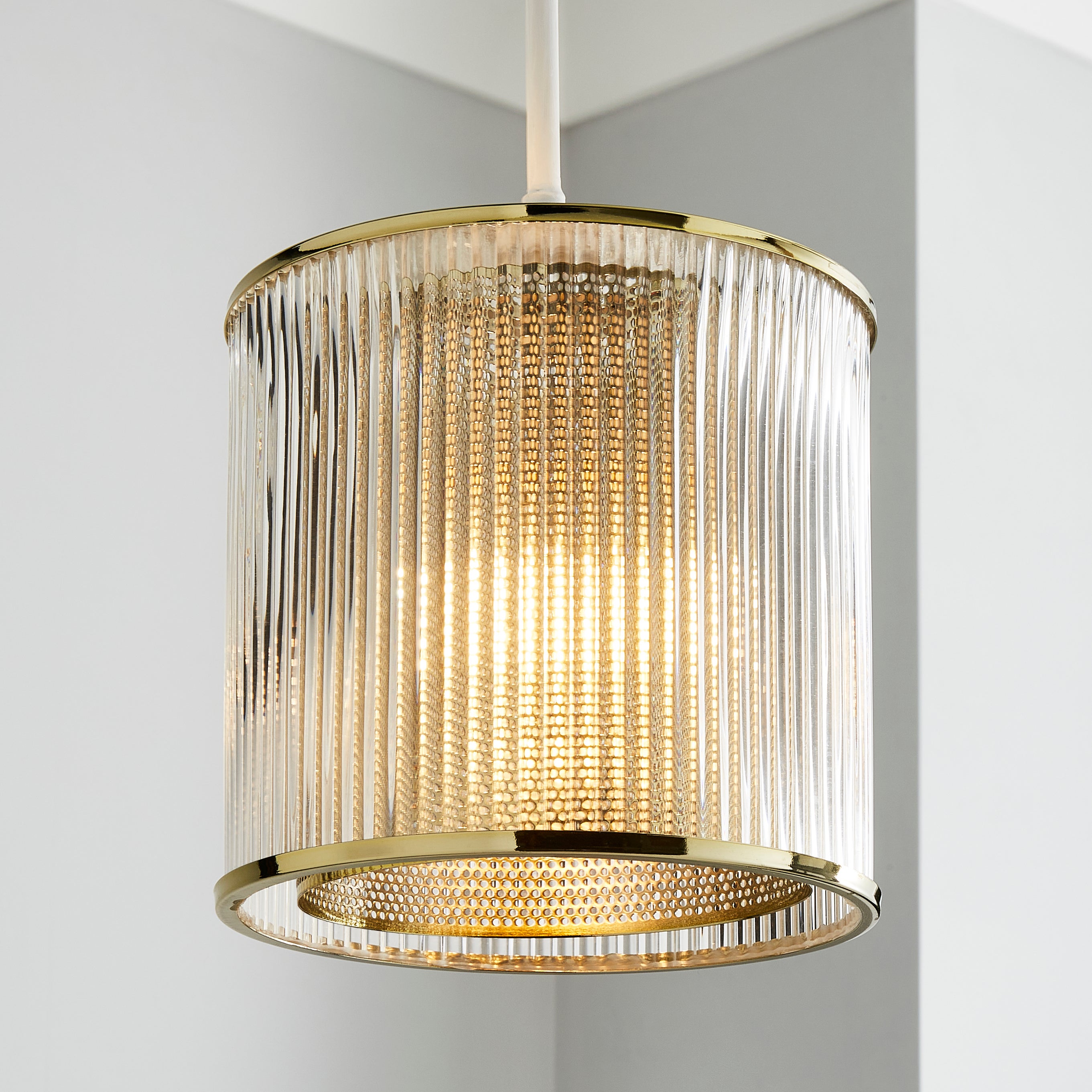 Kruze Glass Easy Fit Pendant Gold Price Comparisons | Compare The Build