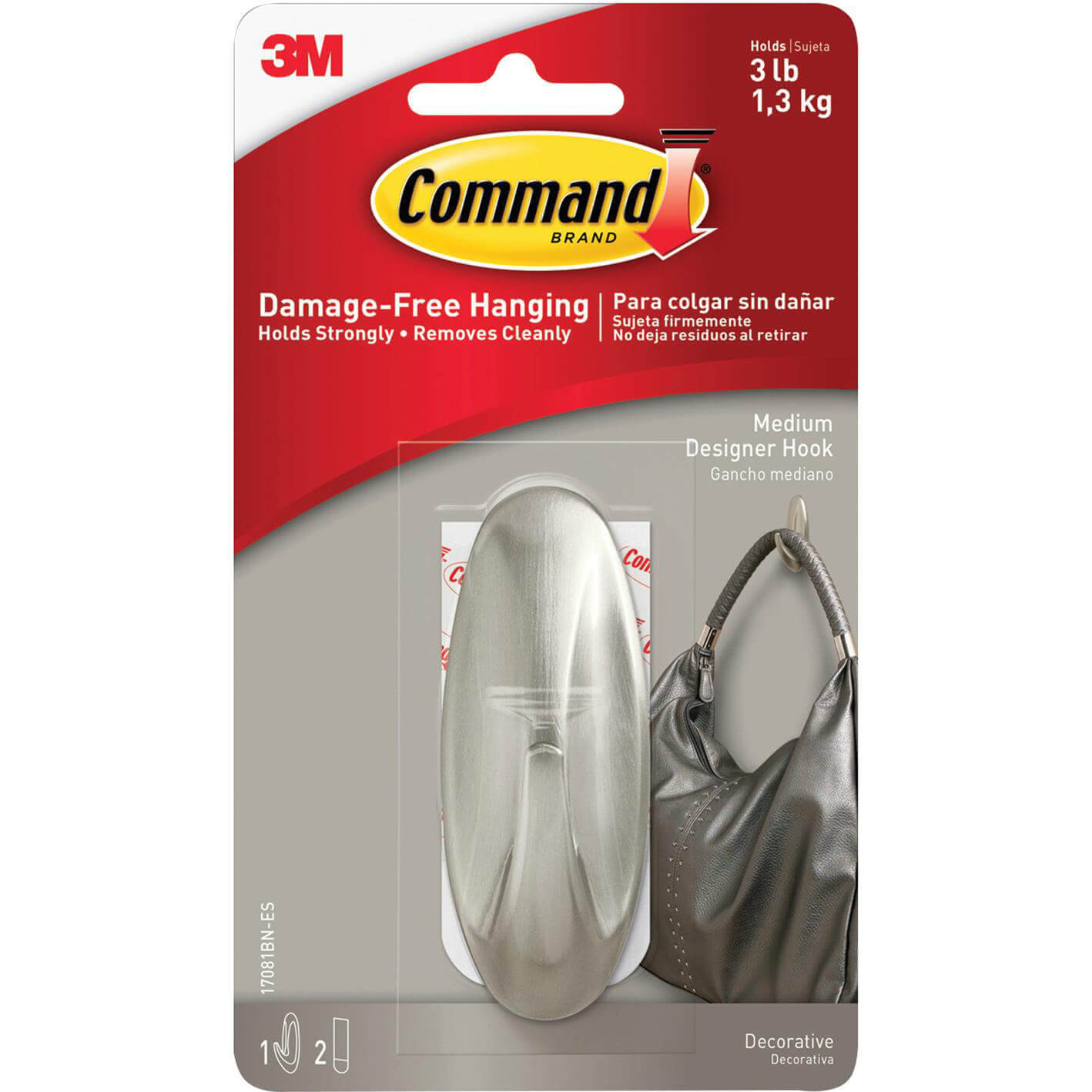 Command Adhesive Strip Designer Hook Nickel M Pack of 1 Price Comparisons | Compare The Build