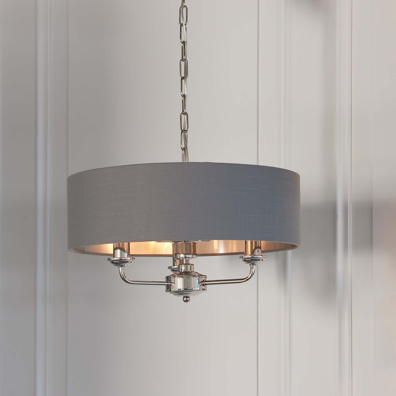 Highclere Pendant Light - 3lt Nickel | Compare The Build