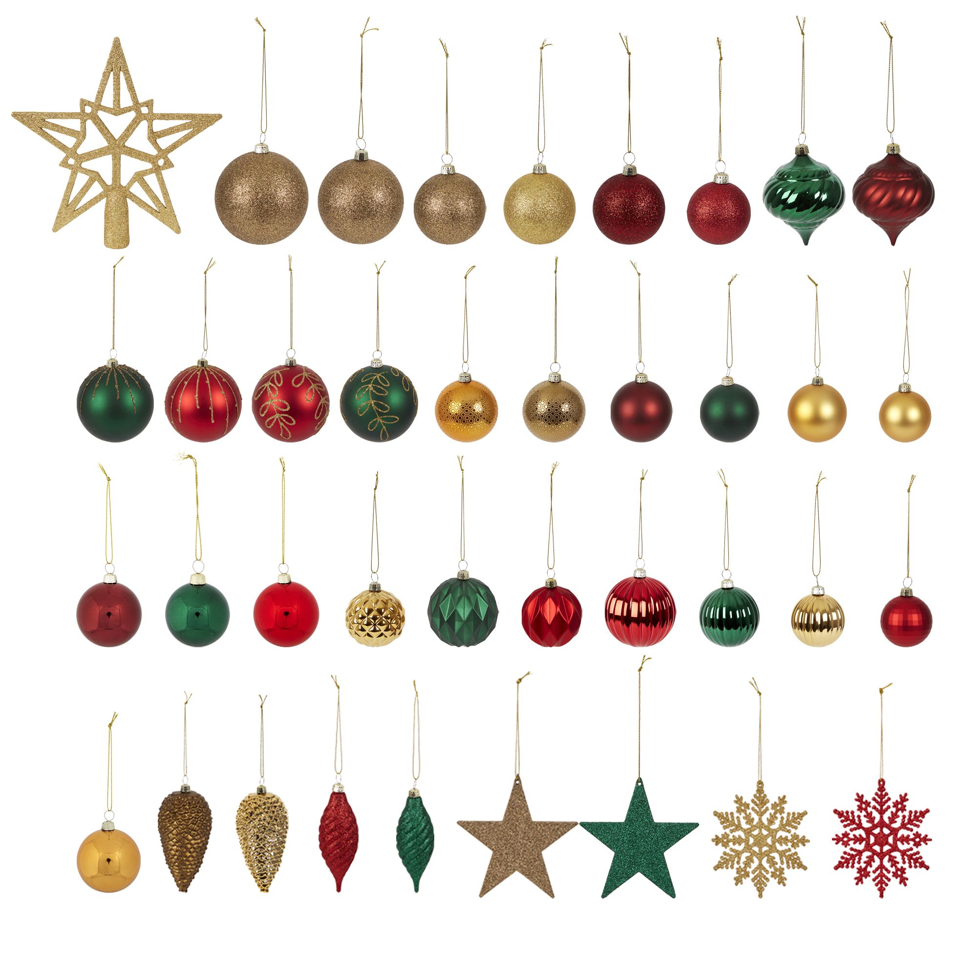Traditional Assorted Red & Green Gold Glitter Effect Bauble, Pack Of 120 Price Comparisons | Compare The Build