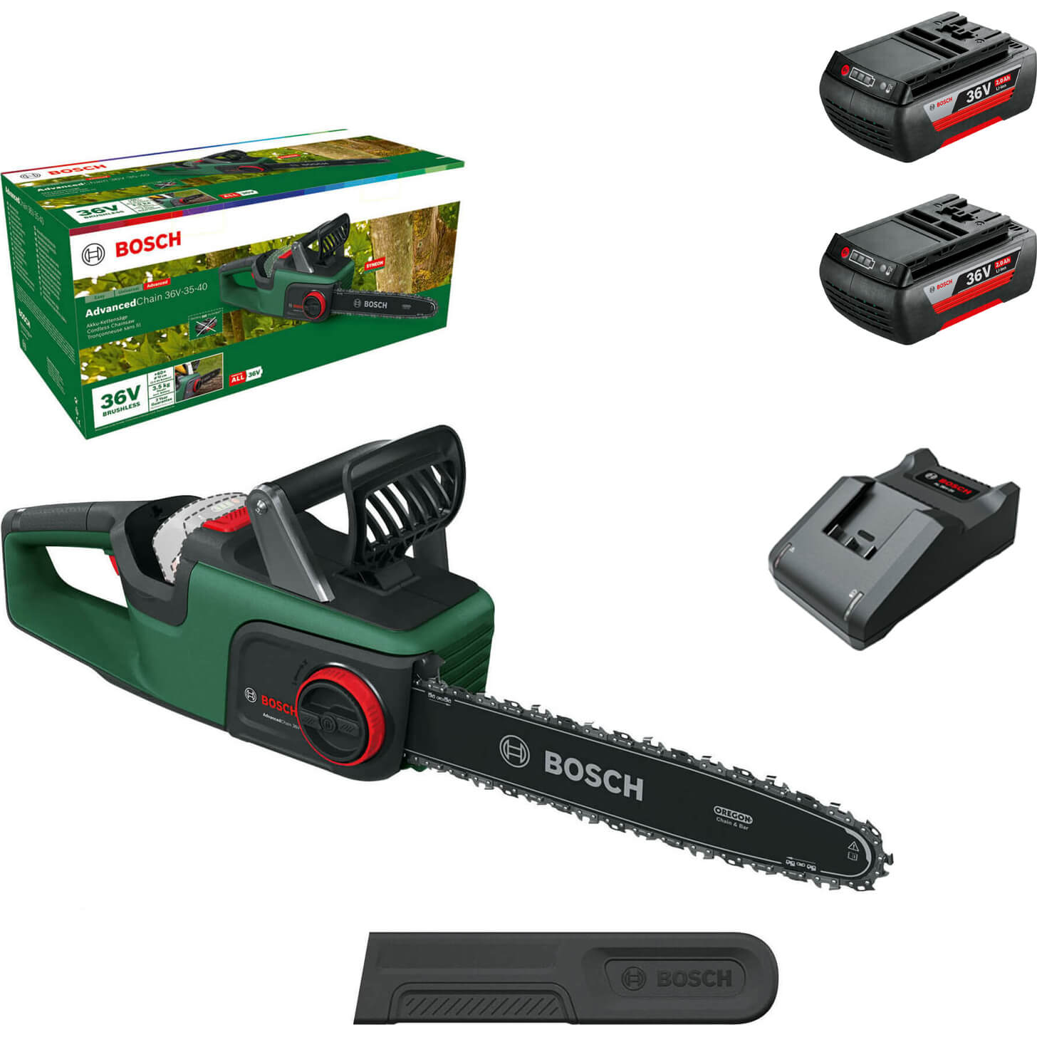 Bosch ADVANCEDCHAIN 36V-35-30 36v Cordless Chainsaw 350mm 2 x 2ah Li-ion Charger Price Comparisons | Compare The Build