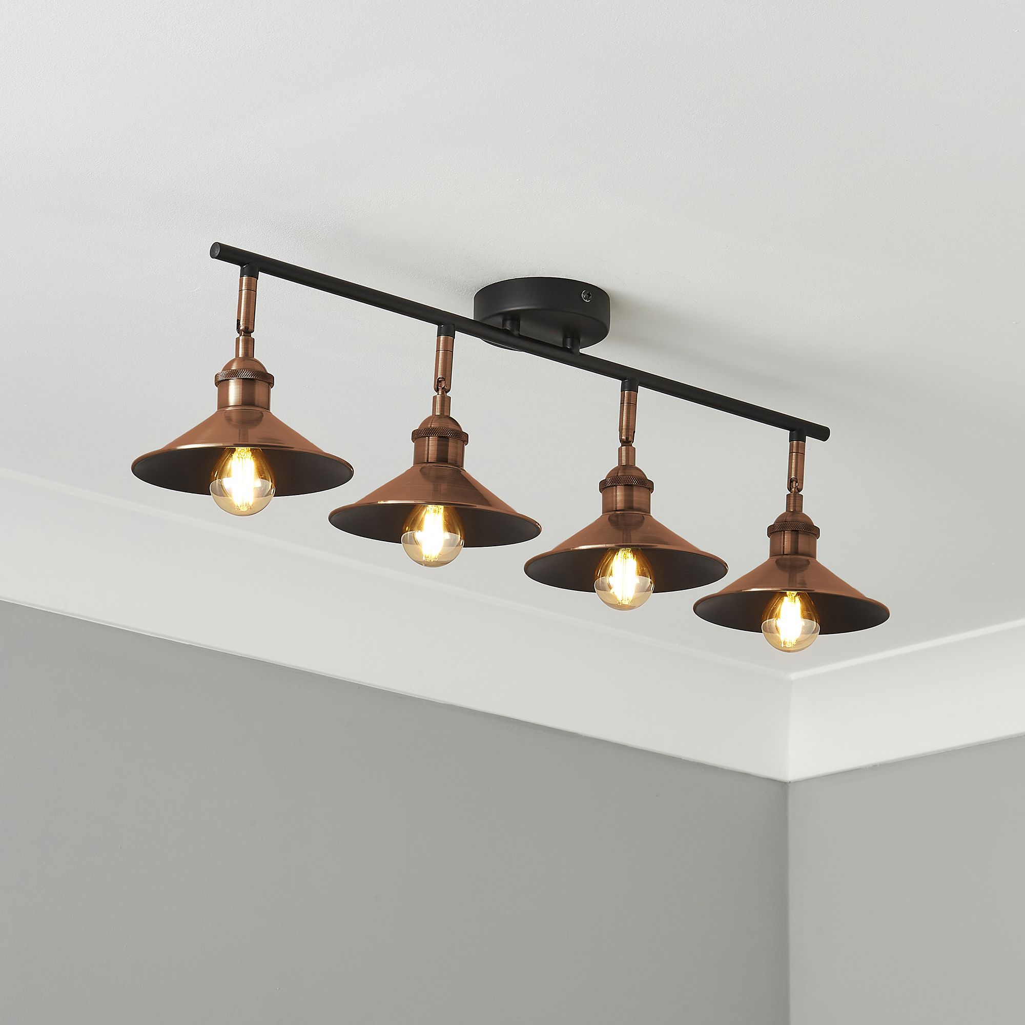 Inlight Bureau Satin Black Copper Effect 4 Light Spotlight Bar Price Comparisons | Compare The Build