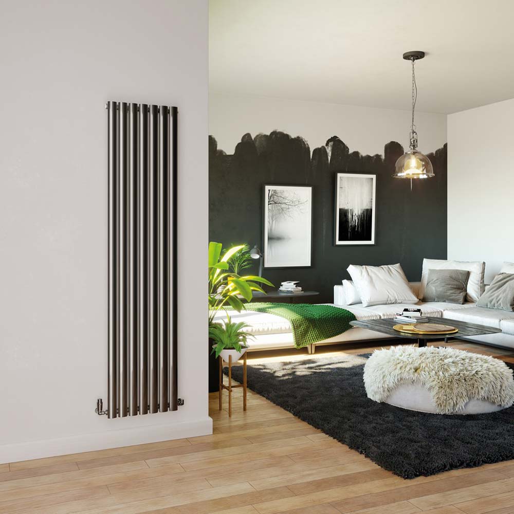 DQ Cove Vertical Designer Radiator, Black Nickel Lacquer, 1800mm x 413mm - Double Panel Price Comparisons | Compare The Build