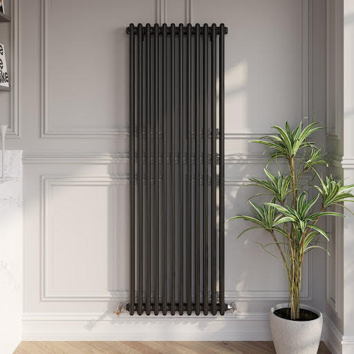 Park Lane Traditional Vertical Colosseum Double Bar Column Radiator Black - 1600 x 560mm Price Comparisons | Compare The Build