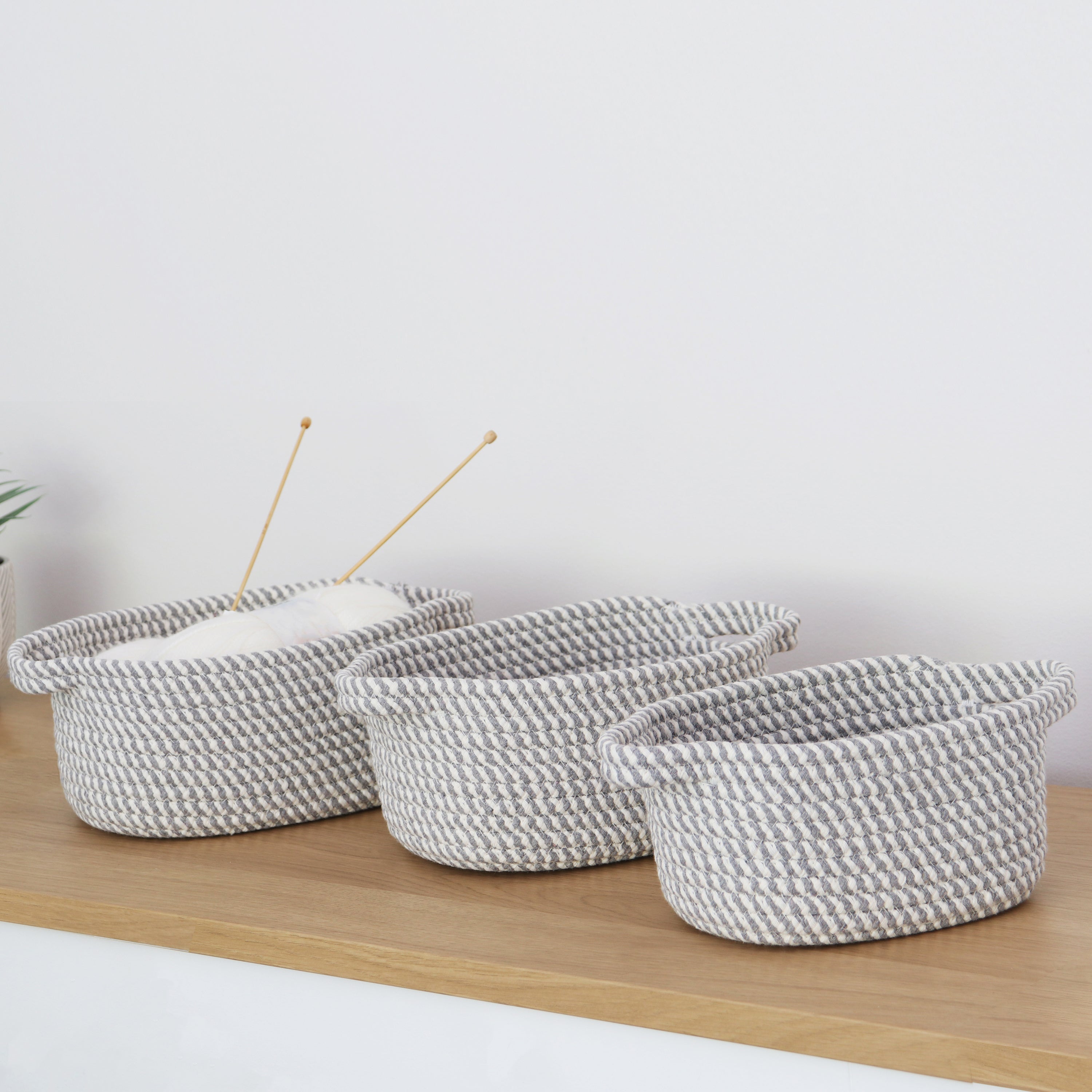 JVL Edison Set of 3 Oval Storage Baskets White and Grey Price Comparisons | Compare The Build