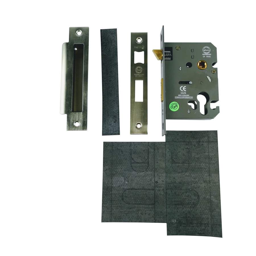 Fire Essentials 76mm Euro Profile Stainless Steel Sash Lock with Pre-cut Self-Adhesive Intumescent Pad 222/1271 Price Comparisons | Compare The Build