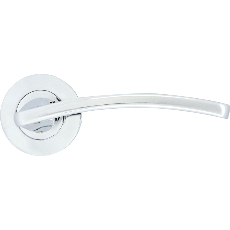 Stanza Toledo on Rose Door Handles Polished (Pair) in Chrome Aluminium | Compare The Build