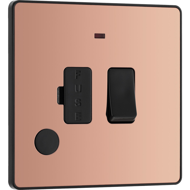 BG Evolve Polished (Black Ins) Switched 13A Fused Connection Unit With Power Led Indicator, And Flex Outlet in Copper Steel Price Comparisons | Compare The Build