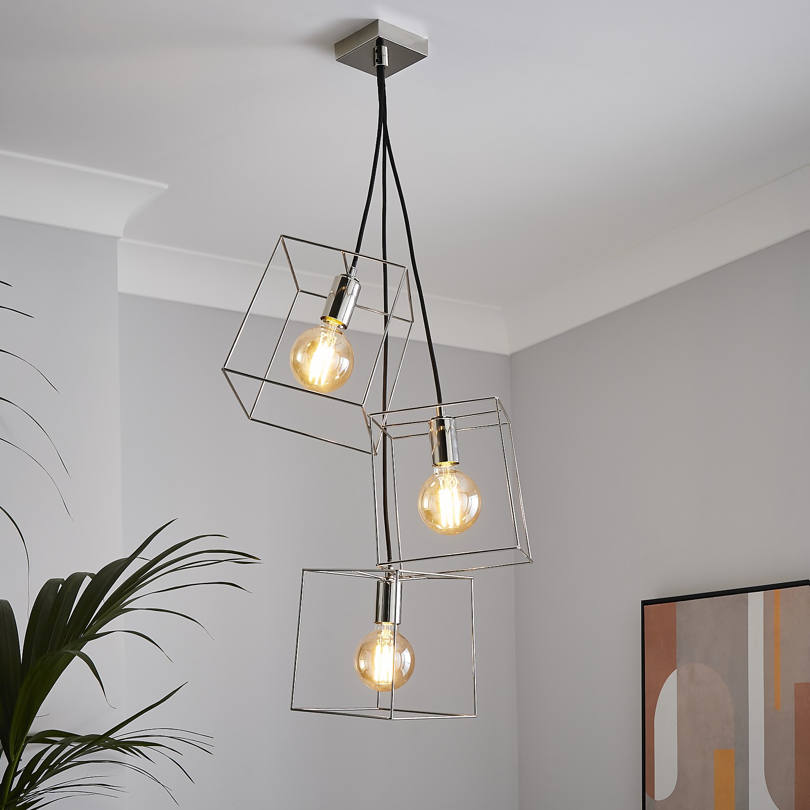 Edge 3 Light Cluster Pendant - Polished Nickel Price Comparisons | Compare The Build