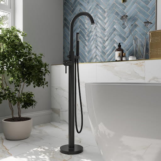 Merano Cosenza Freestanding Bath Shower Mixer Tap - Matt Black Price Comparisons | Compare The Build