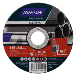 Norton Expert Metal / Inox Cutting Disc - 115 x 1 x 22.23mm | Compare The Build