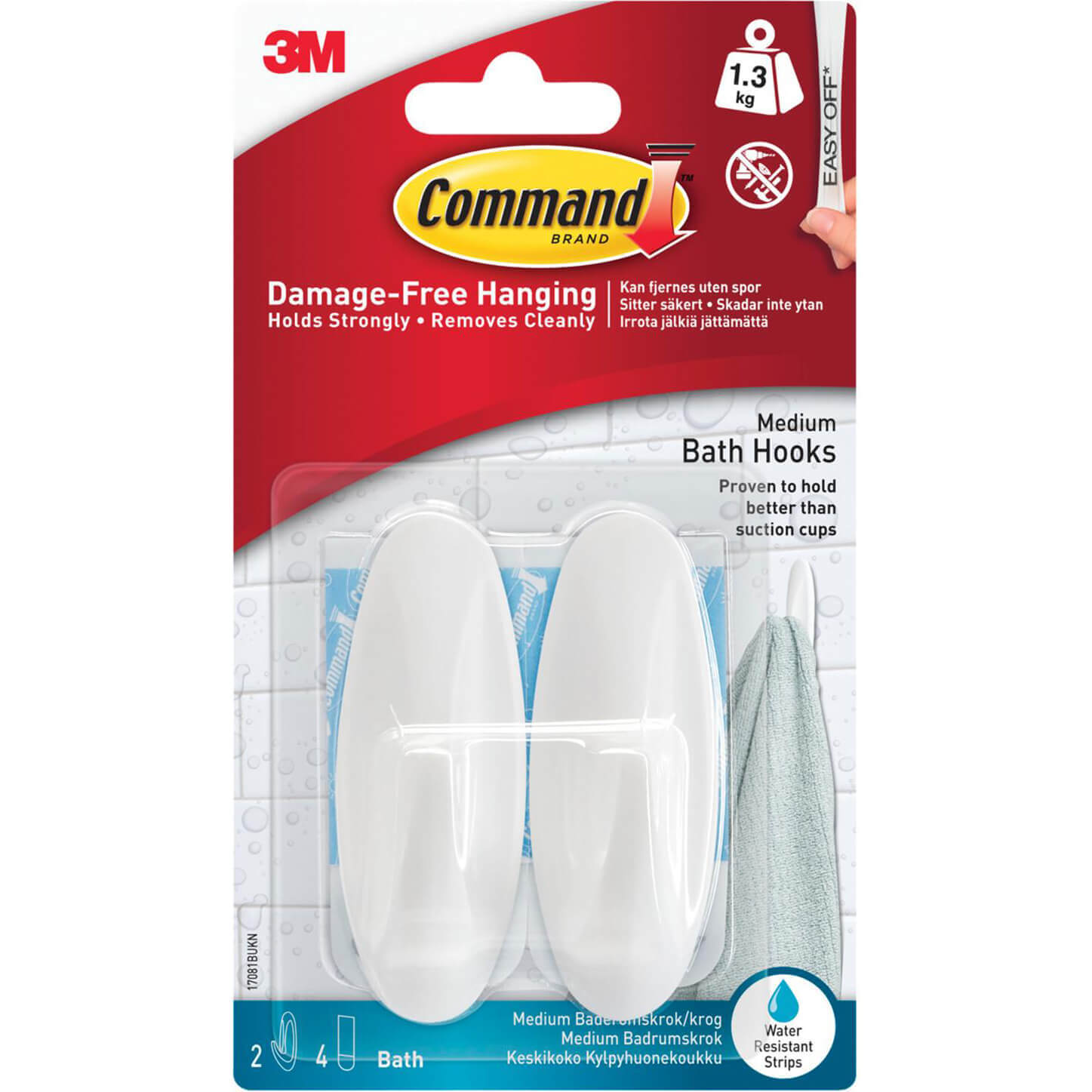 Command Adhesive Strip Bathroom Hooks White Pack of 2 Price Comparisons | Compare The Build