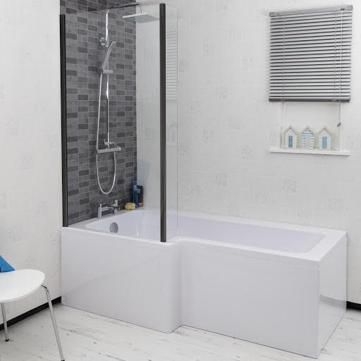 Ceramica L Bath Bundle 1600mm Left Hand - Including Black Shower Screen and Front Bath Panel Price Comparisons | Compare The Build