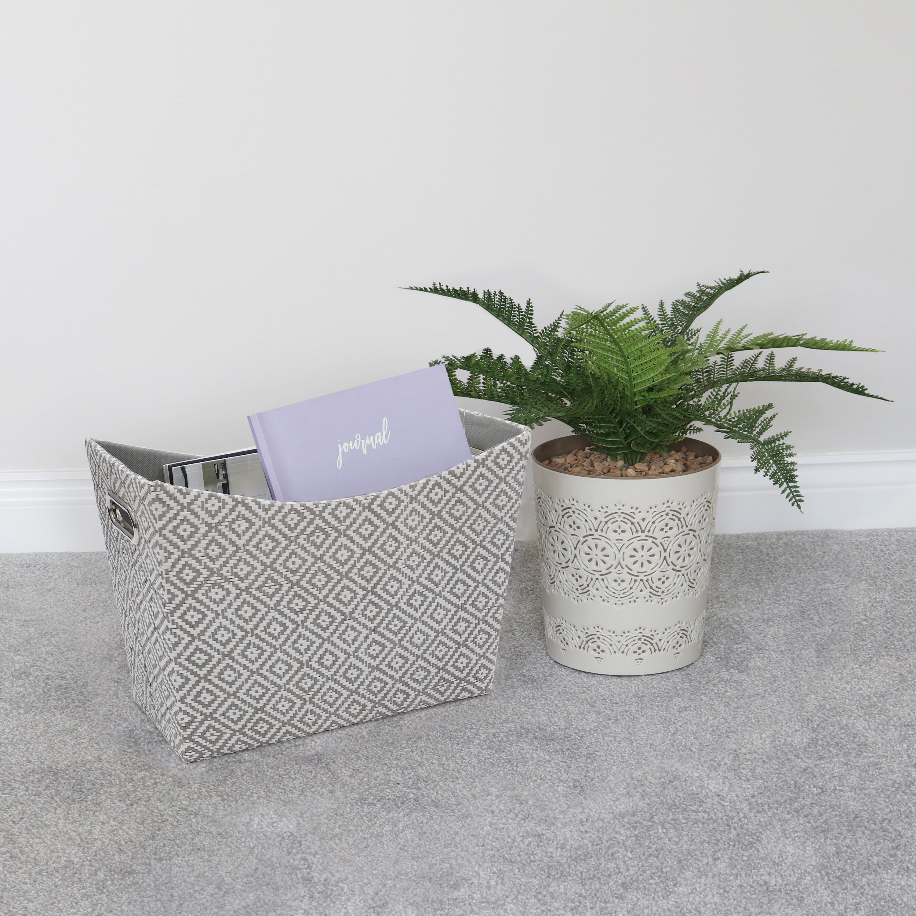 JVL Argyle Magazine Holder White and Grey Price Comparisons | Compare The Build