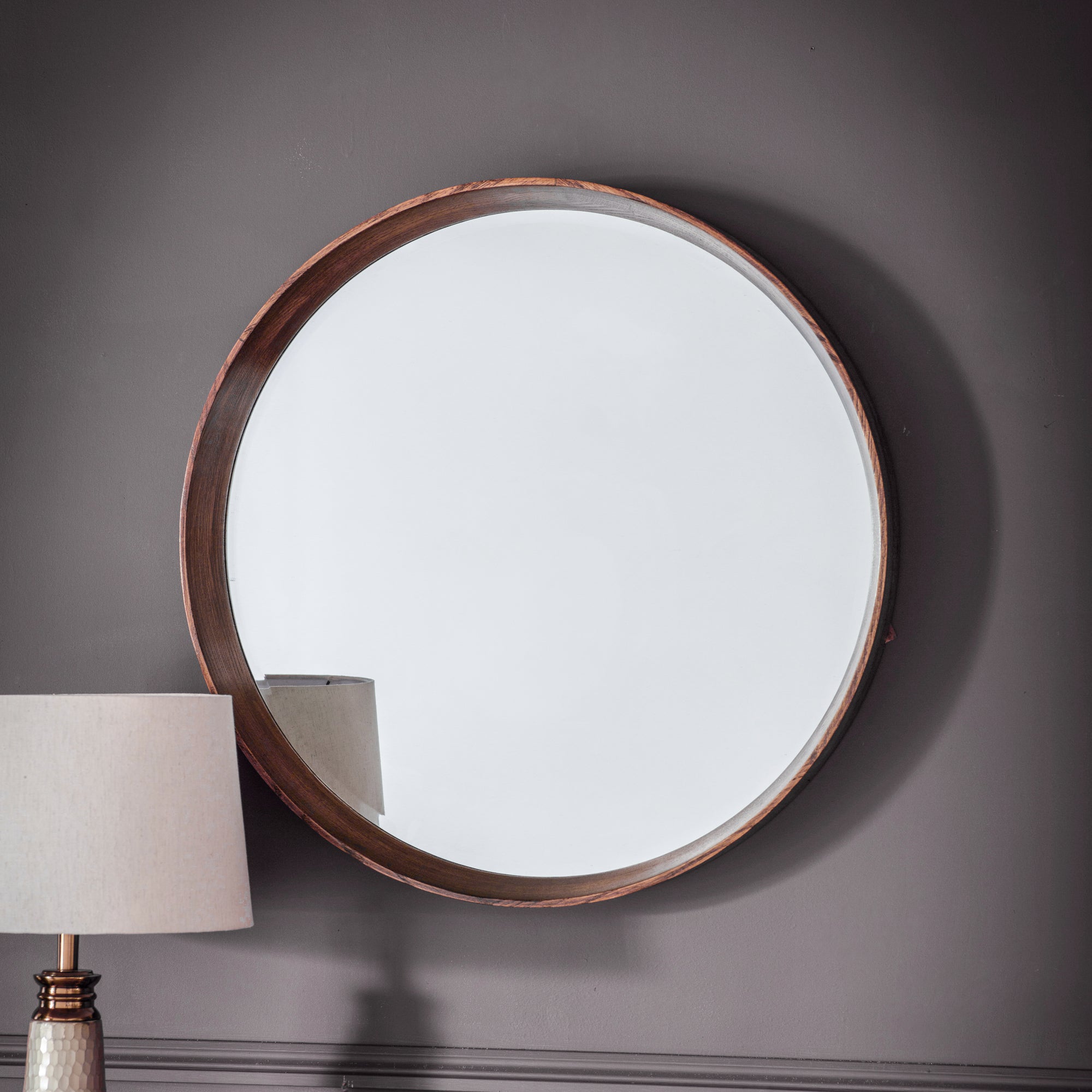 Sutton Round Walnut Wall Mirror, 74cm Brown Price Comparisons | Compare The Build