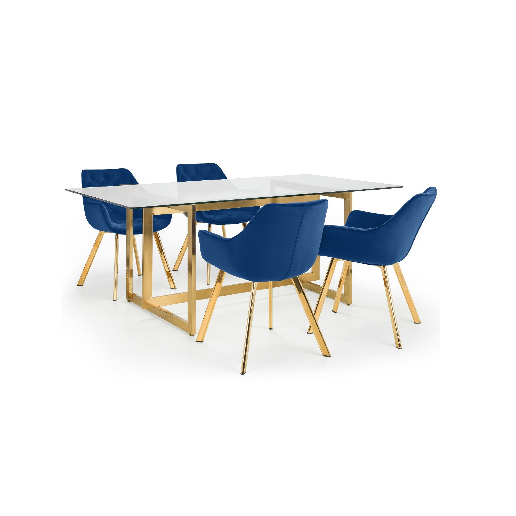 Minori Rectangular Glass Set with 4 Lorenzo Chairs Blue | Compare The Build