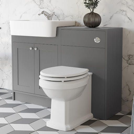 Park Lane Winchester Grey Toilet and Basin Vanity Unit Combination - 1120mm Price Comparisons | Compare The Build