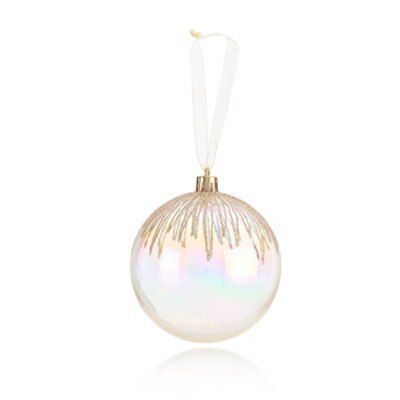 Iridescent Champagne Glitter Detail Bauble Price Comparisons | Compare The Build