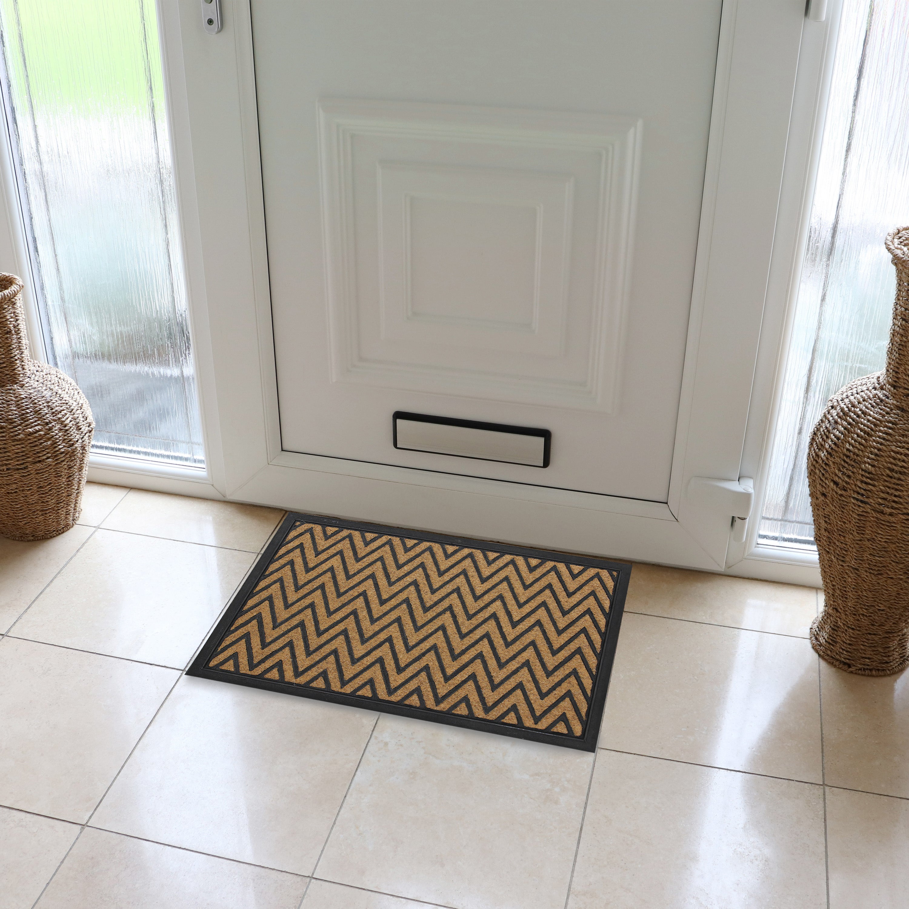 JVL Vienna Zigzag Pattern Scraper Doormat Natural Price Comparisons | Compare The Build