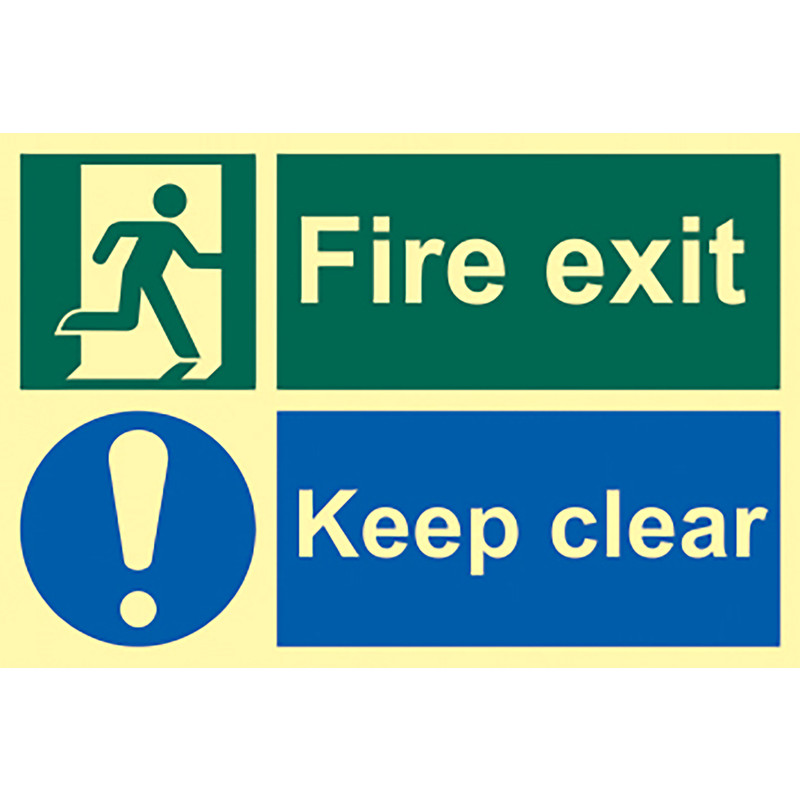 Photoluminescent Fire Exit Keep Clear Sign 300 x 200mm Price Comparisons | Compare The Build