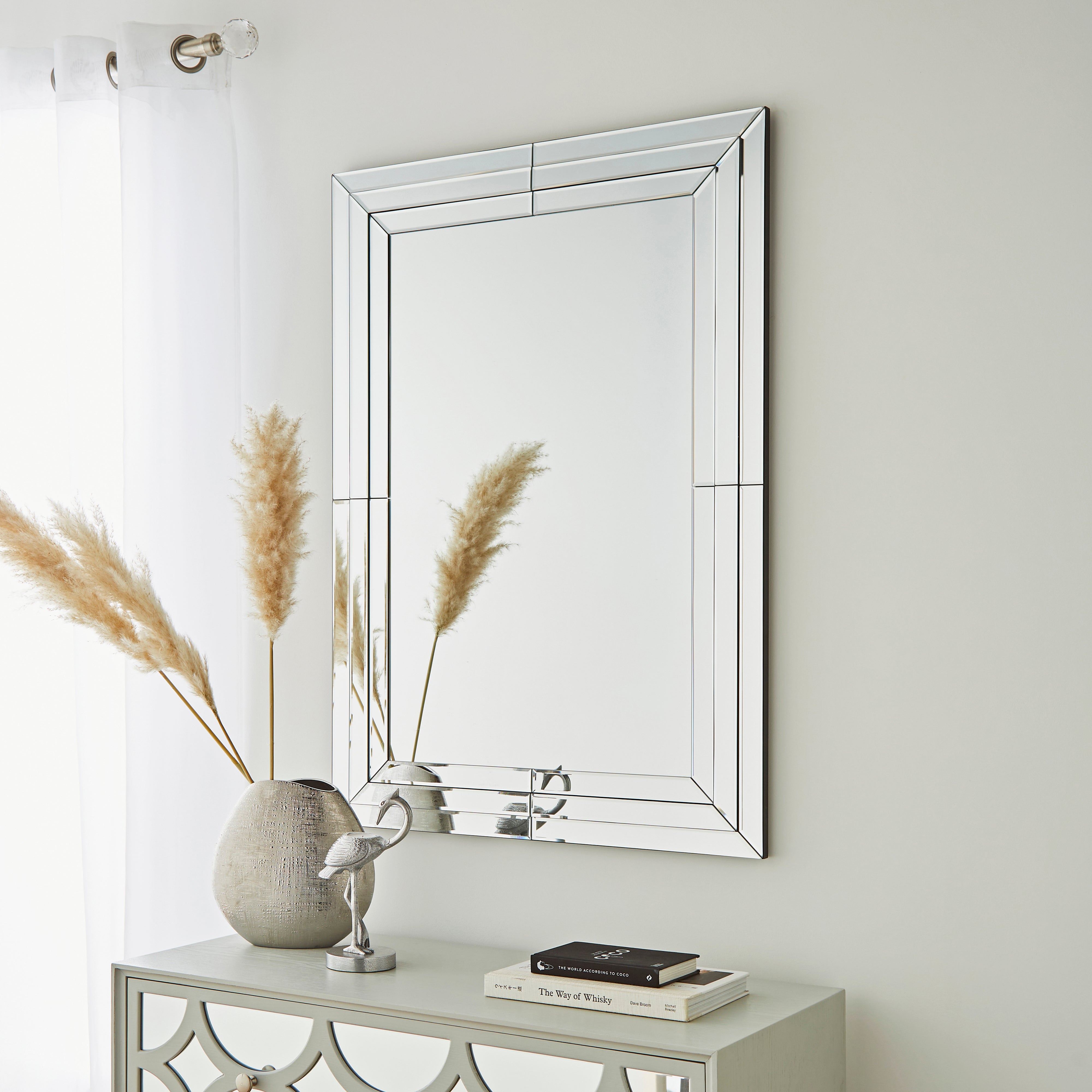 Triple Edge Over Mantle Mirror, 100x70cm Silver Price Comparisons | Compare The Build