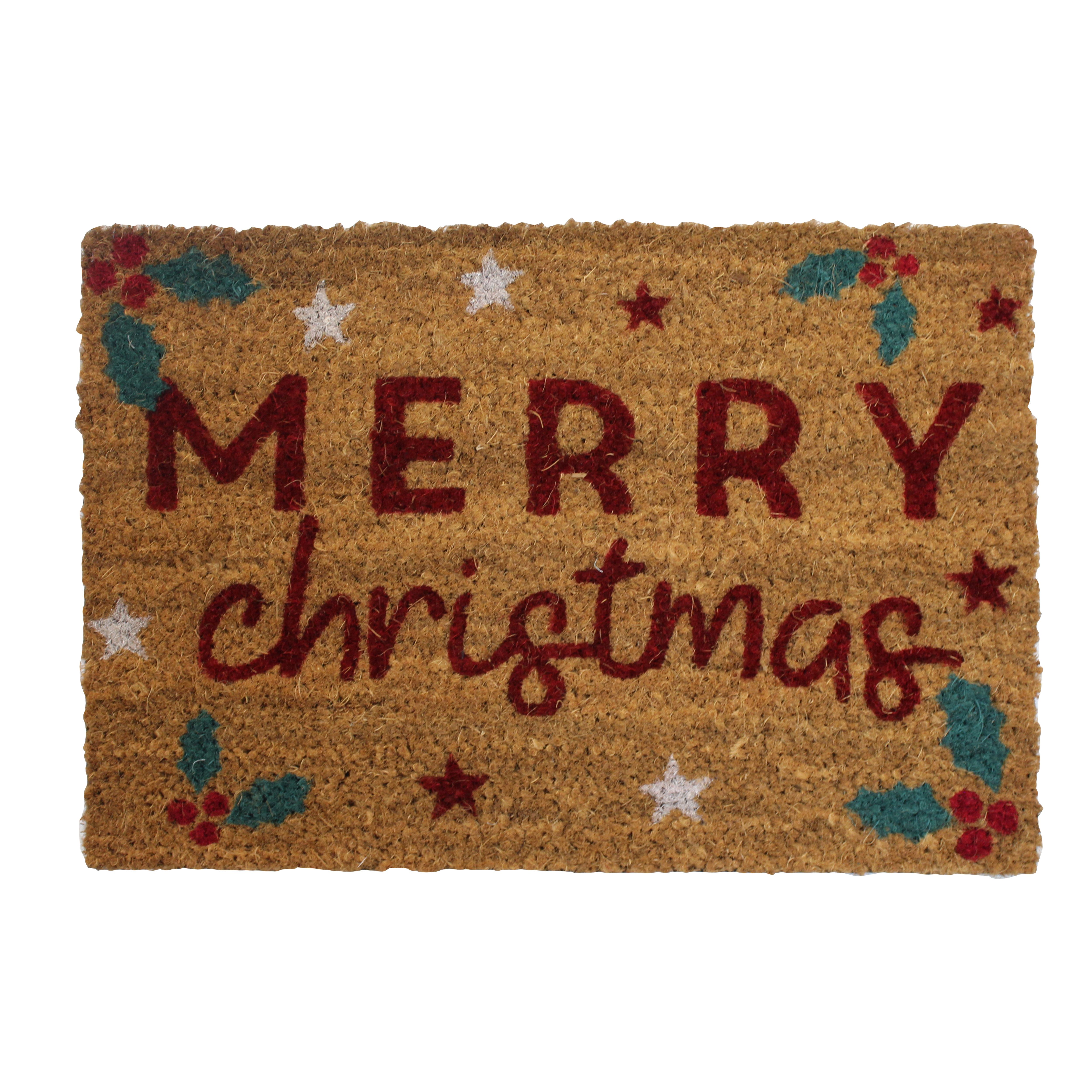 Multi Christmas Holly Door Mat, 57Cm X 40Cm Price Comparisons | Compare The Build