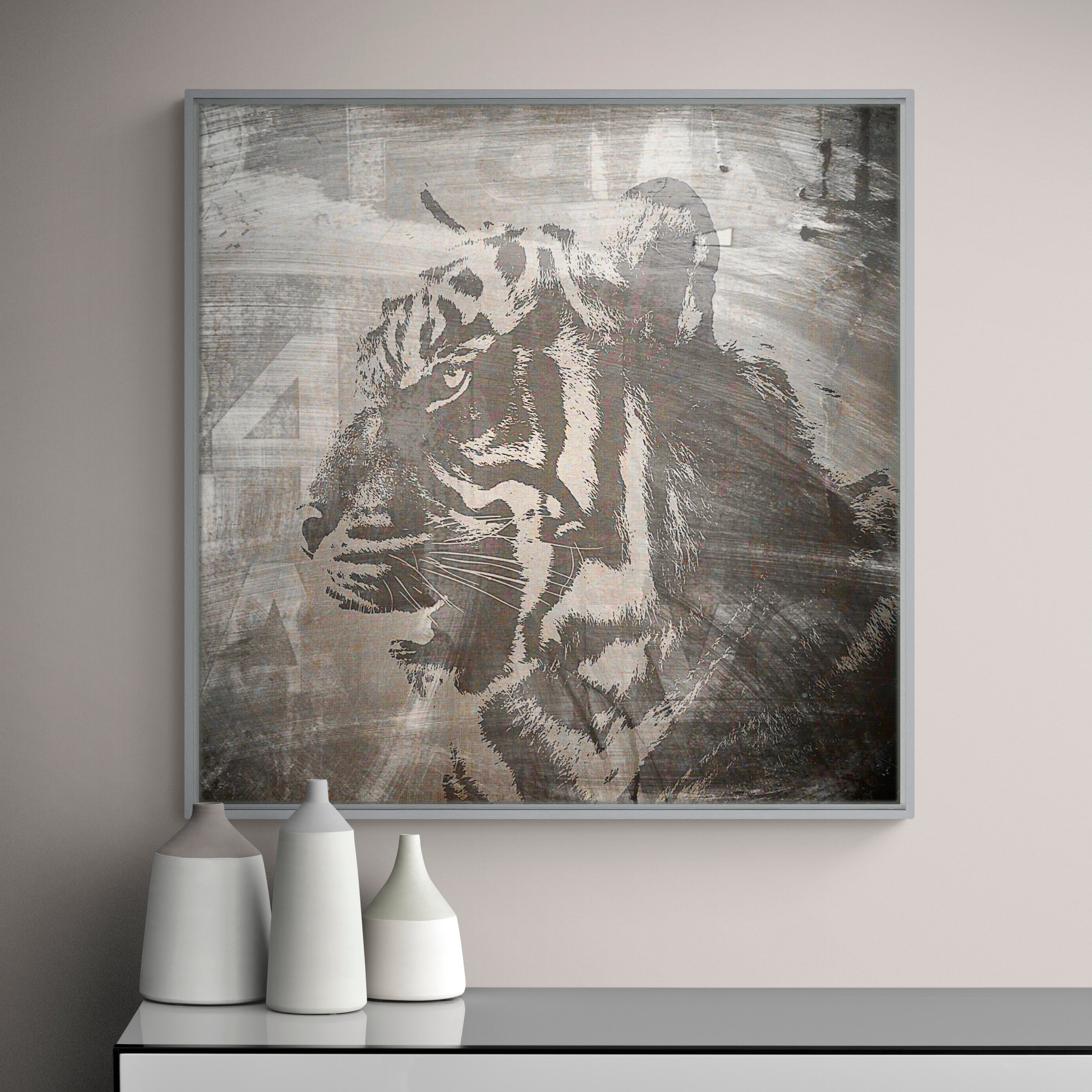 Chalk Tiger Framed Print Silver | Compare The Build