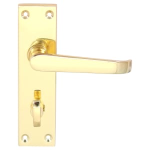 Victorian Straight Polished Brass Bathroom Door Handle - 1 Pair | Compare The Build