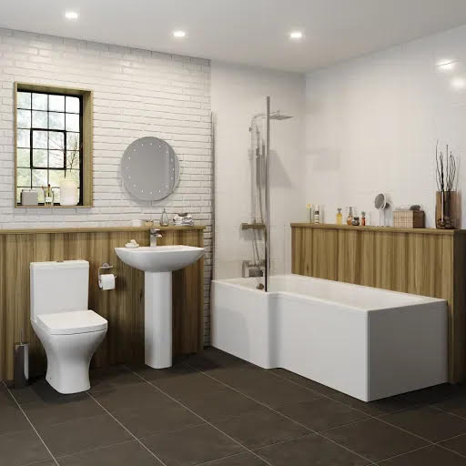 Marseille Bathroom Suite with L Shape Shower Bath & Screen - Left Hand 1500mm | Compare The Build