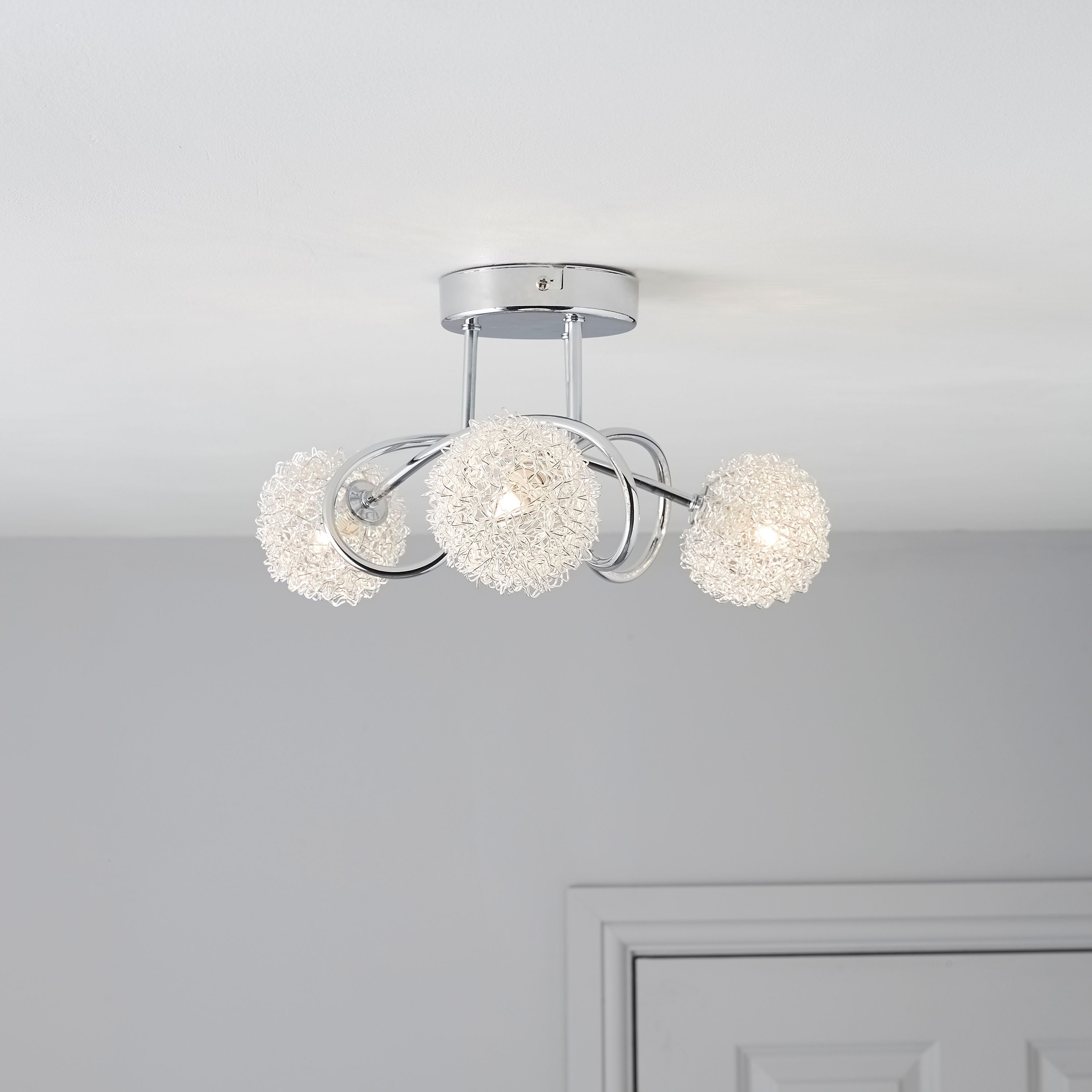Colours Pallas Chrome Effect 3 Lamp Ceiling Light Price Comparisons | Compare The Build