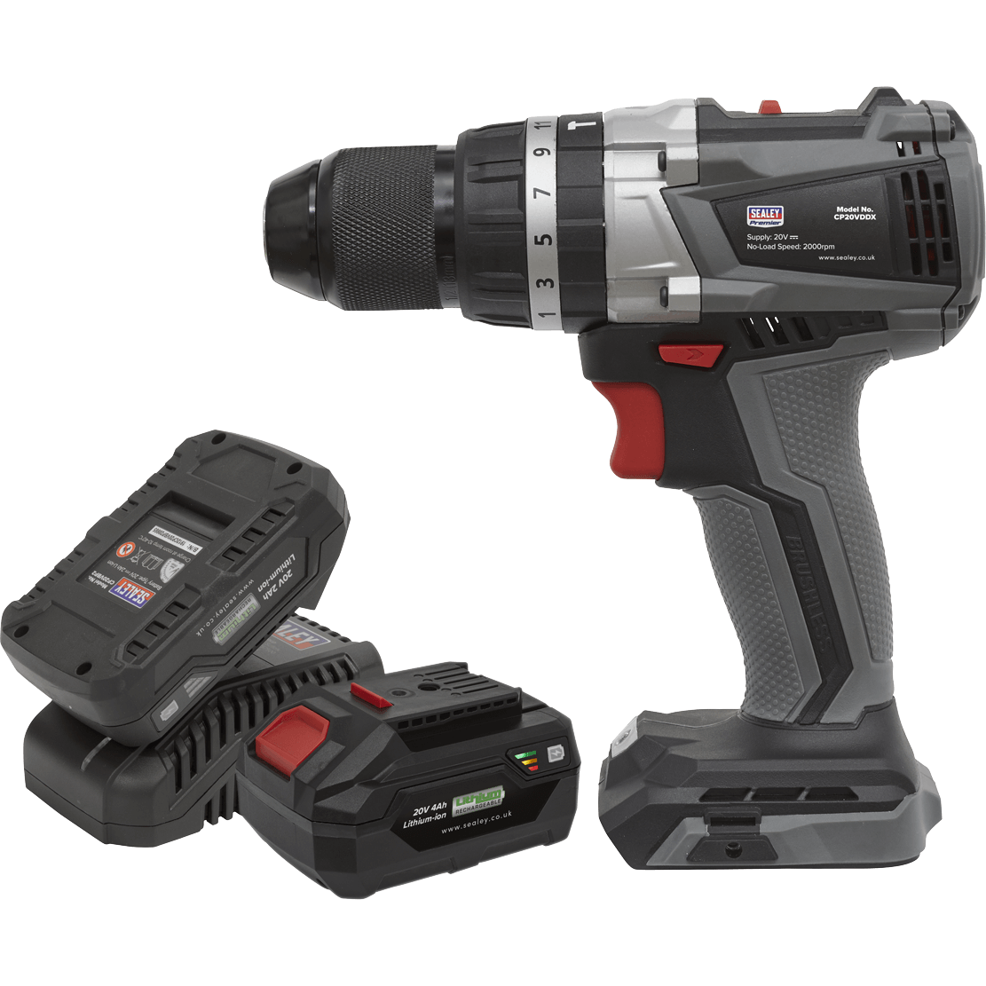 Sealey CP20VDDX 20v Cordless Brushless Combi Drill 1 x 2ah & 1 x4ah Li-ion Charger Bag | Compare The Build